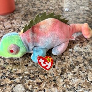 Ty Colorful Chameleon Plush - Green, Pink, Blue